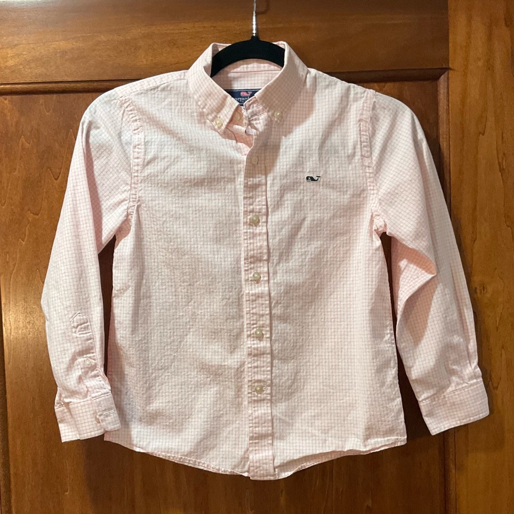 Vineyard Vines Kids Light Pink Checkered Button-Down Shirt